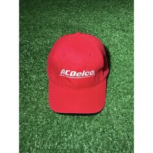 Vintage AC Delco Hat Red Dad Cap 100% Cotton Official Racing Cars Merchandise